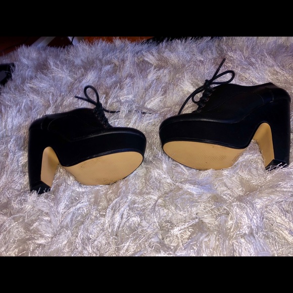 Shellys London black platform wedge lace up 6 36 - Picture 4 of 8